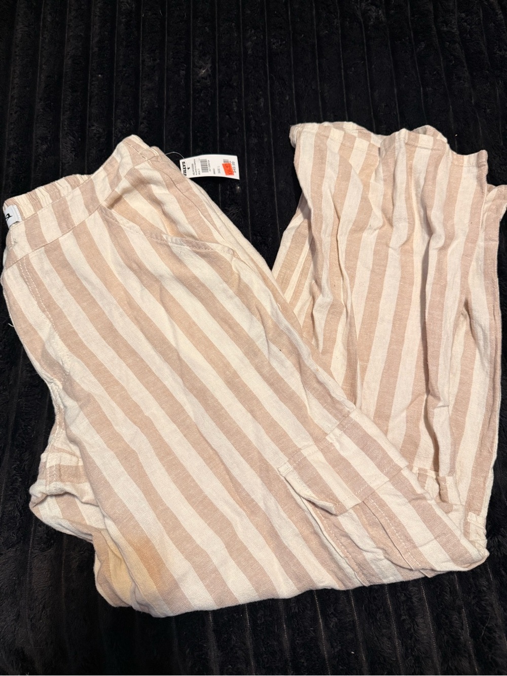 Tilly's Beige & White Striped Pull-On Pants